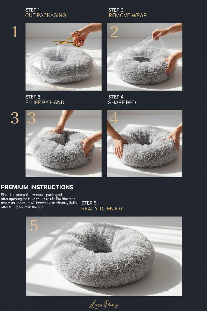 Calming donut pet bed unpacking instructions