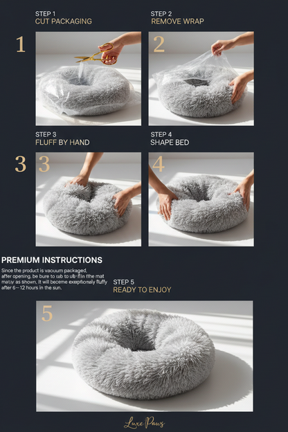 Calming donut pet bed unpacking instructions