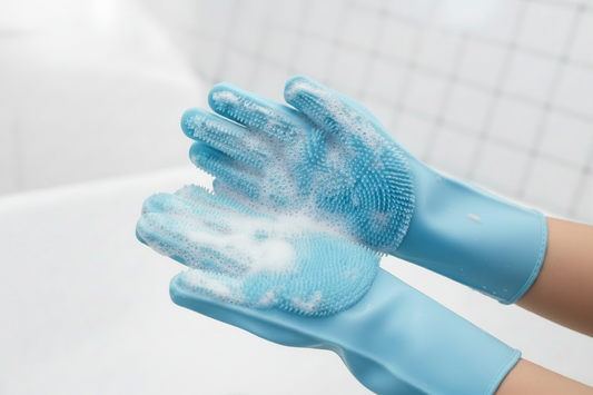 Silicone dog grooming glove with lather